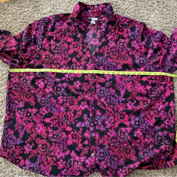 Catherine's Long Sleeve Button Down Collar Shirt Abstract Floral Print size 4X - Picture 12 of 12